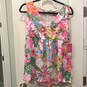 LILLY PULITZER Floral colorful top pink base